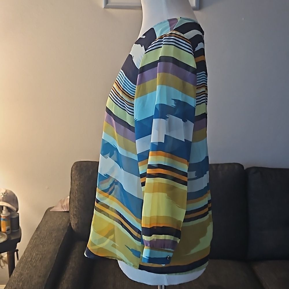 Colorful striped 3/4 sleeve blouse - Picture 2 of 5